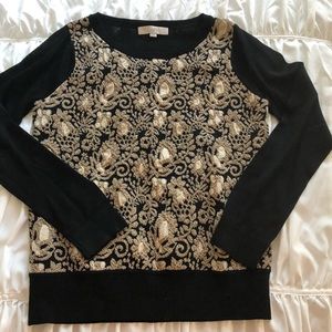 Loft gold embroidered top.